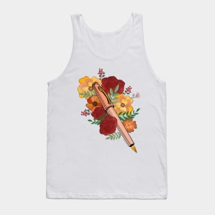 Floral ink pen Tank Top